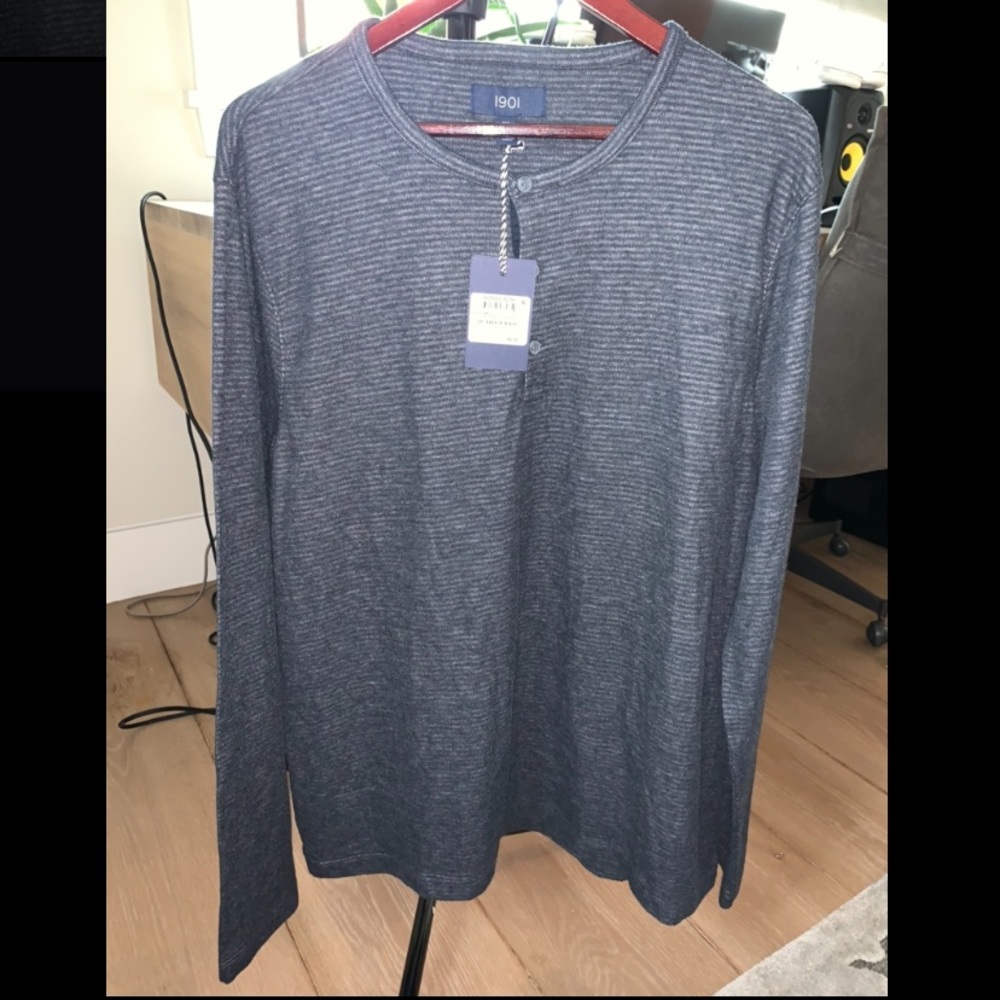 1901 Men's Stripe Long Sleeve Henley Sweater XL